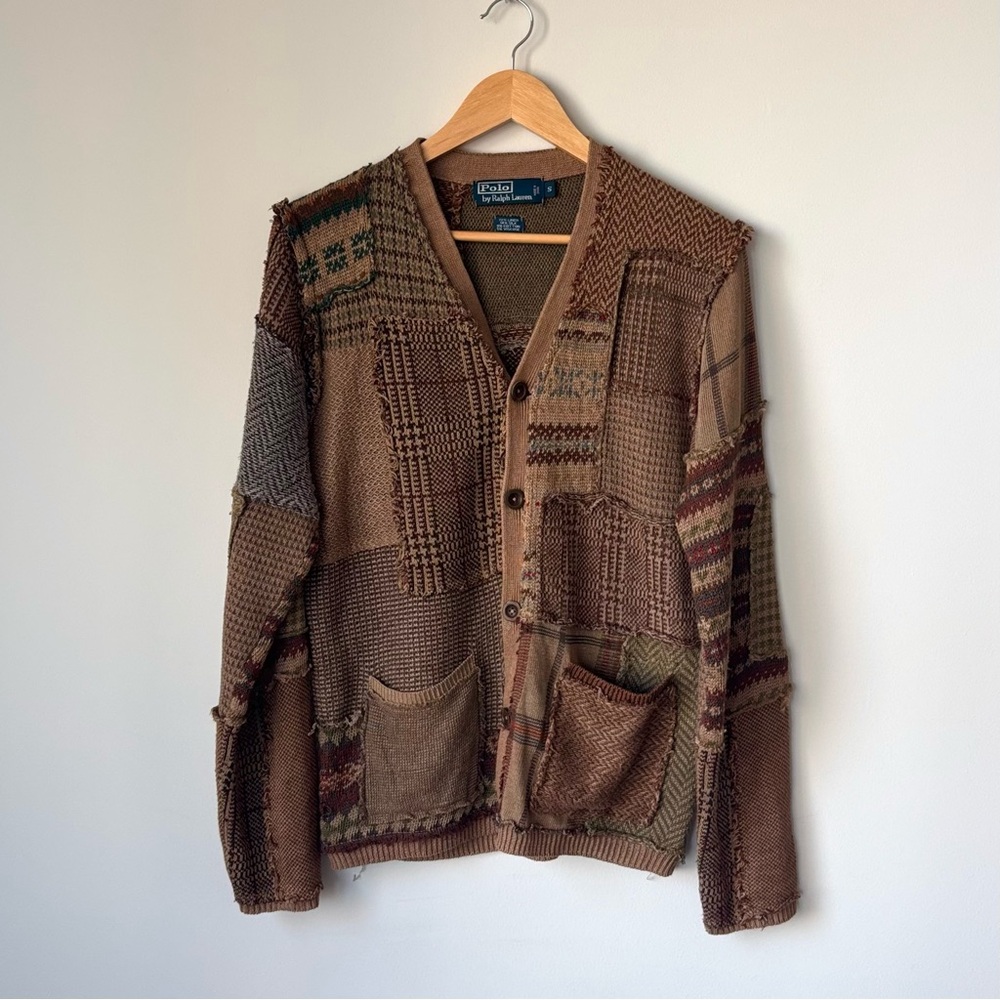 Polo by Ralph Lauren Brown Patchwork Cardigan